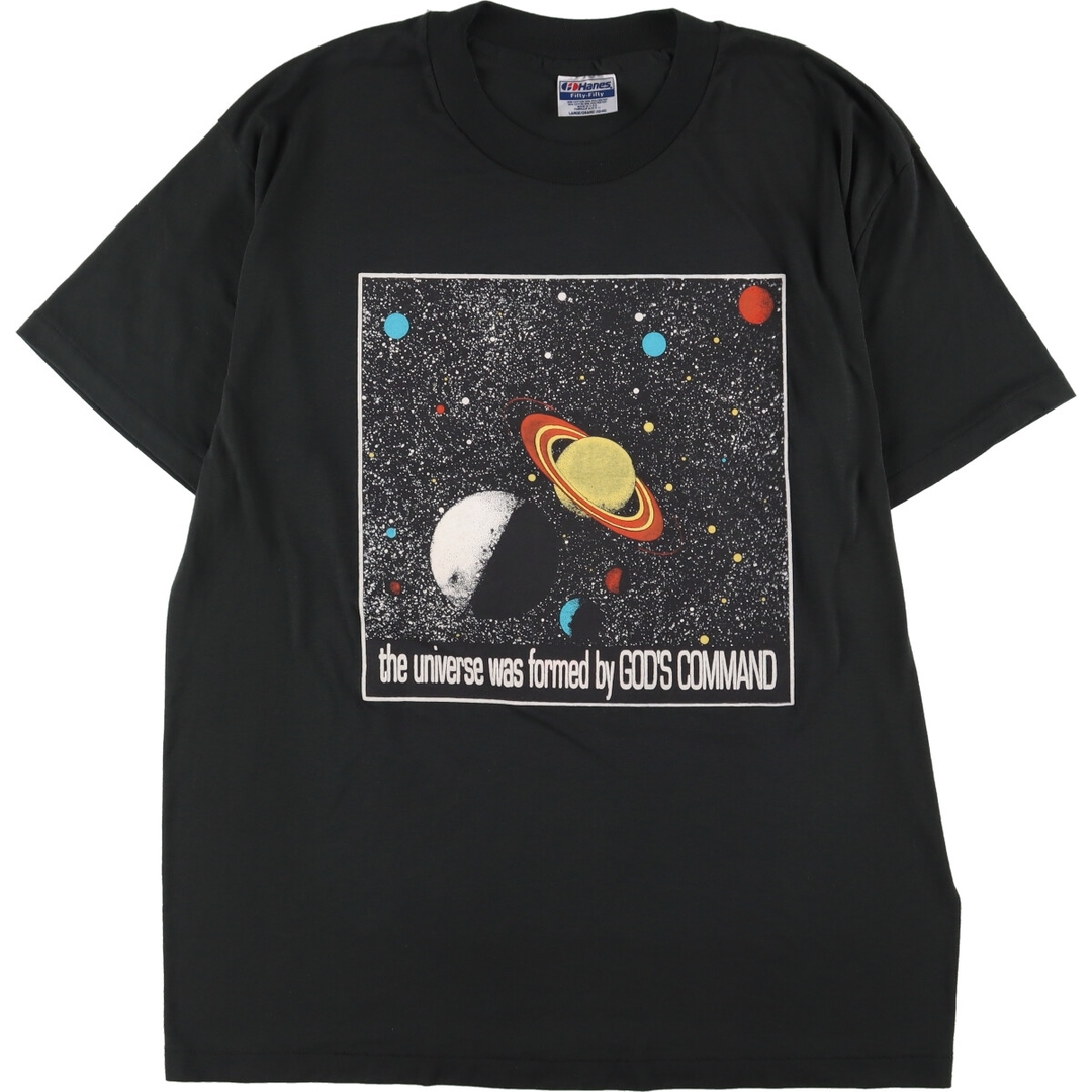 プリントTシャツ素材80年代 ヘインズ Hanes 宇宙柄 惑星柄 プリントTシャツ USA製 メンズM ヴィンテージ /eaa337607