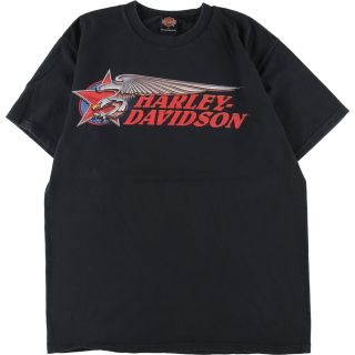 ハーレーダビッドソン(Harley Davidson)の古着 ハーレーダビッドソン Harley-Davidson 鷲柄 イーグル柄 両面プリント モーターサイクル バイクTシャツ USA製 メンズM /eaa338199(Tシャツ/カットソー(半袖/袖なし))