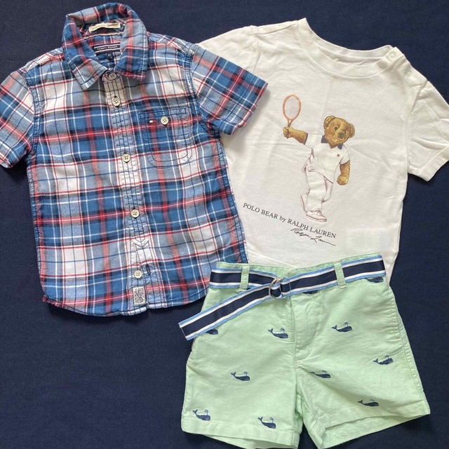 POLO RALPH LAUREN(ポロラルフローレン)のポロベア　ラルフローレン  トミーヒルフィガー　80cm　3点セット　POLO  キッズ/ベビー/マタニティのベビー服(~85cm)(Ｔシャツ)の商品写真