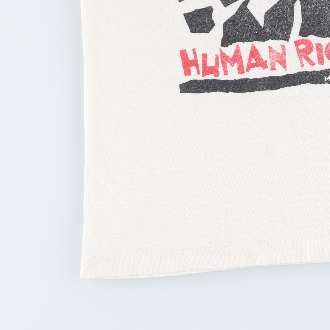 Reebok(リーボック)の古着 80年代 リーボック Reebok HUMAN RIGHTS NOW! 両面プリント プリントTシャツ USA製 メンズL ヴィンテージ /eaa337465 メンズのトップス(Tシャツ/カットソー(半袖/袖なし))の商品写真