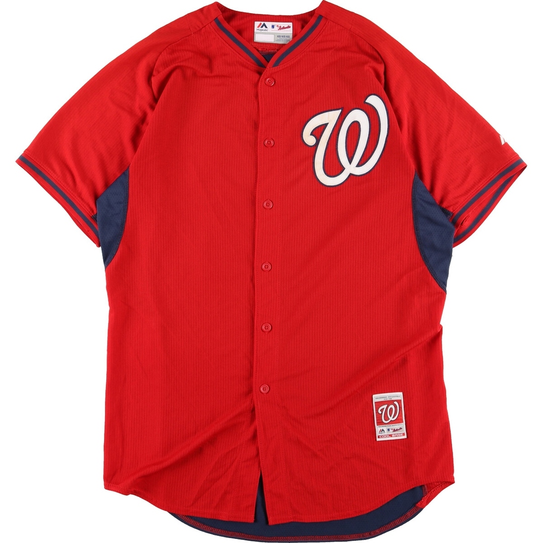 マジェスティック majestic MLB WASHINGTON NATIONALS ワシントンナショナルズ ゲームシャツ ベースボールシャツ USA製 メンズXXL /eaa337015