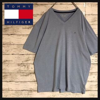 【ビッグサイズ】トミーヒルフィガー　刺繍ロゴTシャツ サックスブルー　B94(Tシャツ/カットソー(半袖/袖なし))