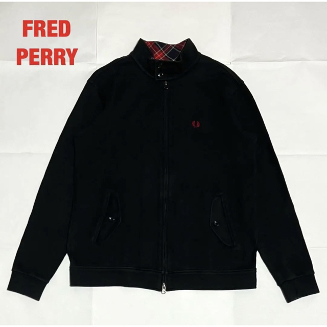 FRED PERRY　ハリントンジャケット　刺繍ロゴ　タータンチェック柄　90s