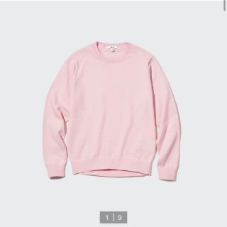 ユニクロ(UNIQLO)のウォッシャブルコットンクルーネックセーター　ユニクロ　ピンク　L(ニット/セーター)