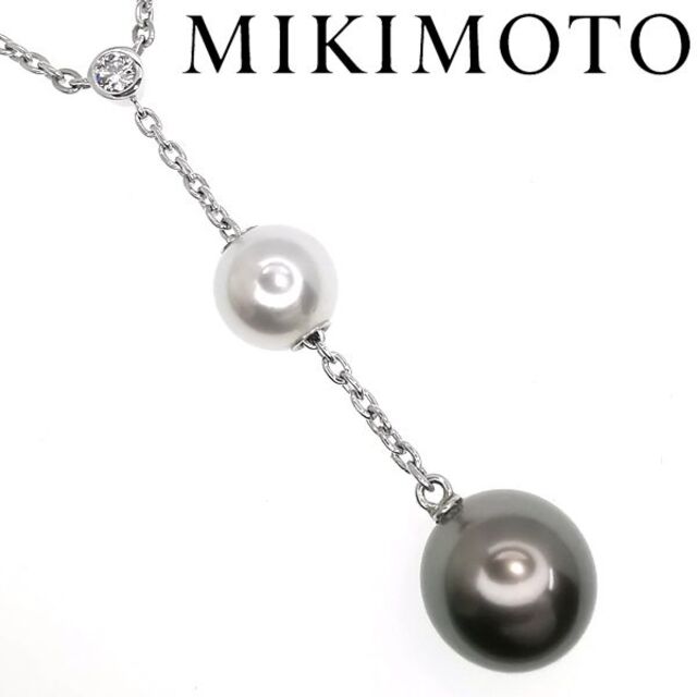 ミキモト MIKIMOTO K18WG パール ダイヤ ネックレス