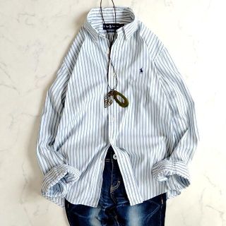 ラルフローレン(Ralph Lauren)のラルフローレン ストライプシャツ ゆったりサイズ ボタンダウン サイズL y55(シャツ/ブラウス(長袖/七分))