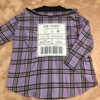 美品 150 長袖 女児 パープル  紫色 長袖 トップス ロンT チェック柄(Tシャツ/カットソー)