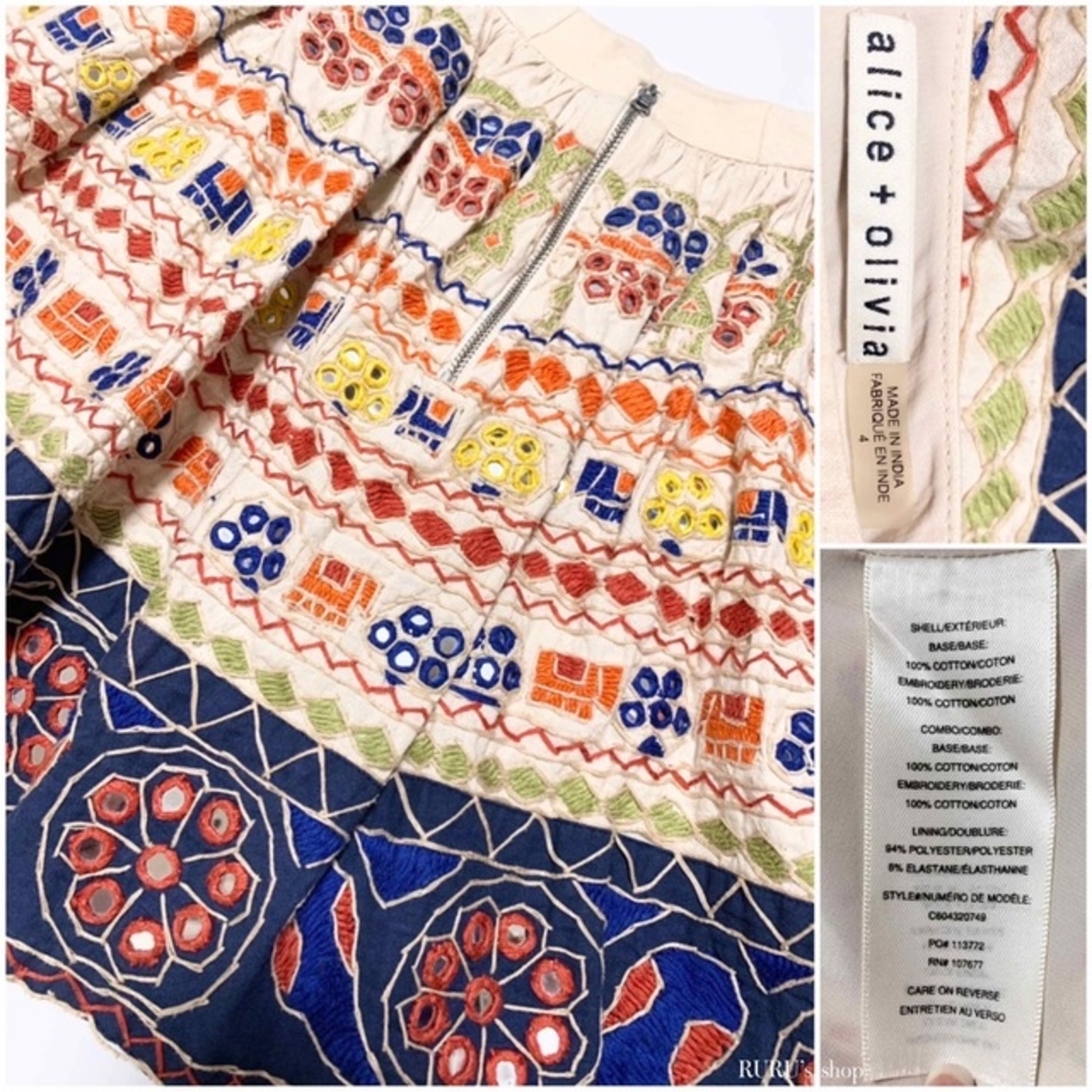 Alice+Olivia - 美品 alice+olivia ミラーワーク×インド刺繍 パッチ Alice+Olivia - 美品 alice+olivia ミラーワーク×インド刺繍 パッチ