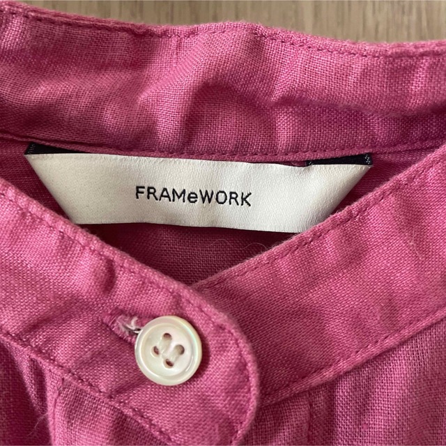 FRAMeWORK(フレームワーク)の美品　framework リネンシャツワンピ　ピンク レディースのワンピース(ロングワンピース/マキシワンピース)の商品写真