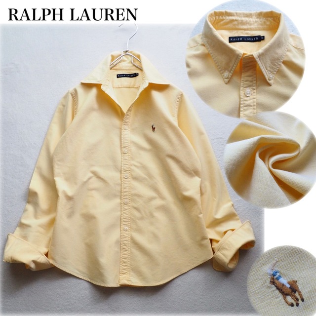 Ralph Lauren(ラルフローレン)のRALPH LAUREN ボタンダウン オックスフォードシャツ 羽織り イエロー レディースのトップス(シャツ/ブラウス(長袖/七分))の商品写真