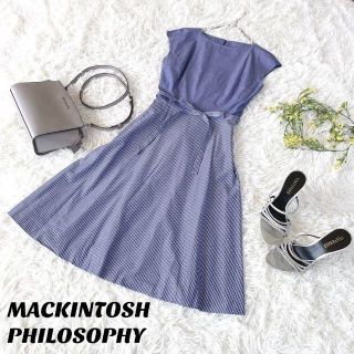 マッキントッシュ(MACKINTOSH)のMACKINTOSH マッキントッシュ シャツワンピース ストライプ リボン(ひざ丈ワンピース)