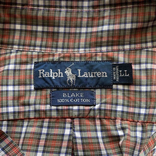 90s ラルフローレン BDシャツ チェック柄ワンポイント 刺繍ロゴ