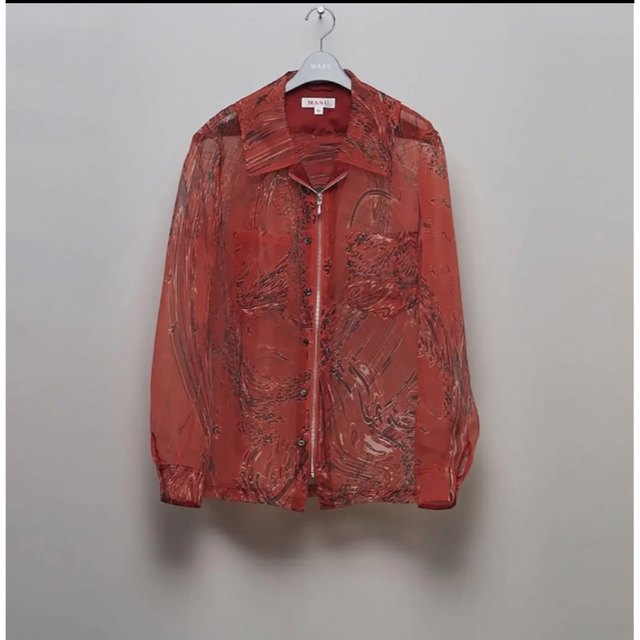 MASU ZIP-UP MARBLE BANDANA SHIRT-