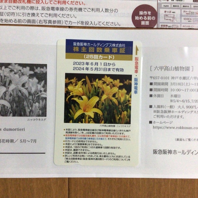 阪急阪神ホールディングス　株主回数乗車券　25回カード 1
