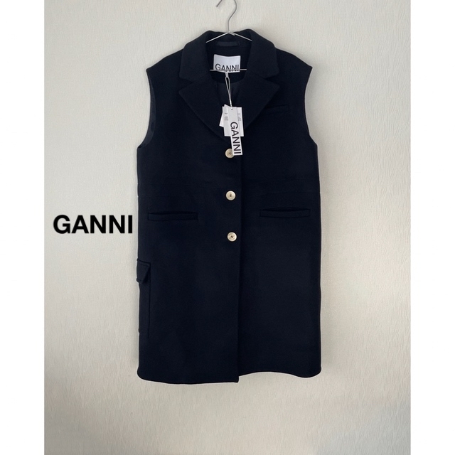 【新品】GANNI ガニー　ネイビー ベスト コート