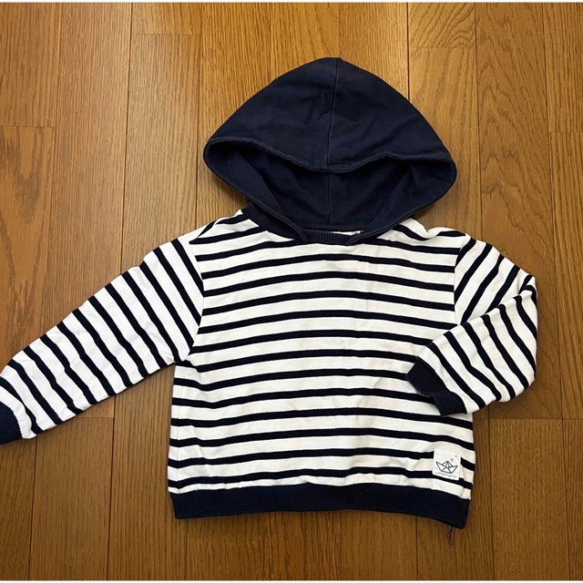 ZARA KIDS(ザラキッズ)のザラ　ZARA ザラキッズ　ボーダーパーカー　80  90 キッズ/ベビー/マタニティのベビー服(~85cm)(シャツ/カットソー)の商品写真