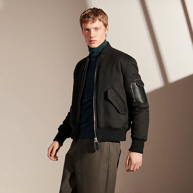 HERMES - HERMES 21AW 撥水カシミア100% MA-1ボンバージャケット HERMES - HERMES 21AW 撥水カシミア100% MA-1ボンバージャケット
