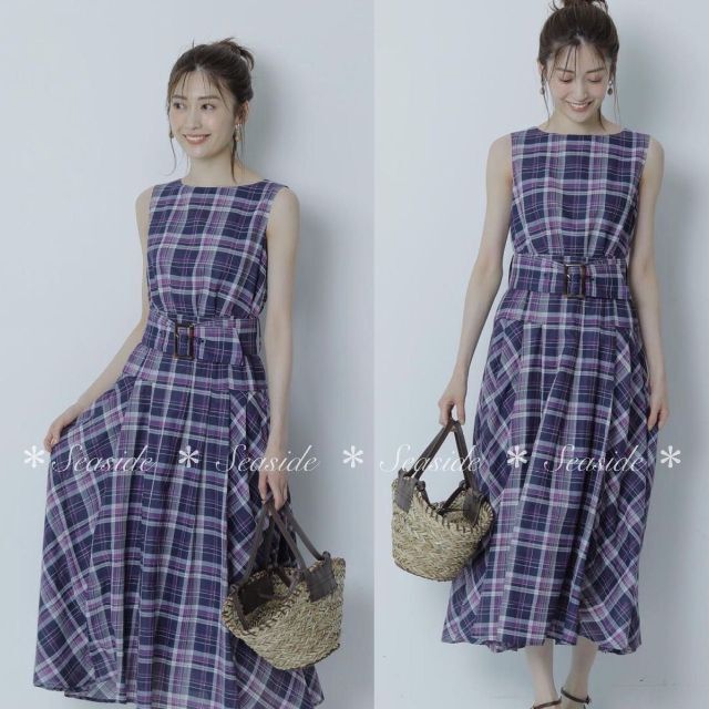 美品♡アプワイザーリッシェ ベルト付きワンピース 完売品 チェック 美人百花