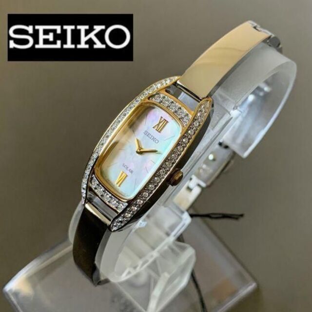 【新品】SEIKO セイコー ソーラー マザーオブパール盤面 腕時計 レディース