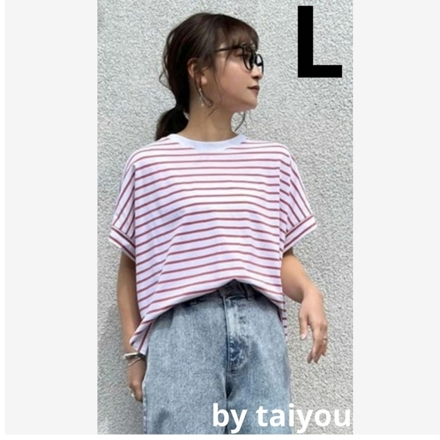 しまむら(シマムラ)のたいよう　フレンチ袖Tシャツ　L レディースのトップス(Tシャツ(半袖/袖なし))の商品写真