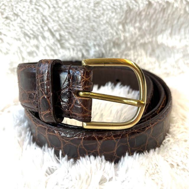【極美品】DIOR ディオール クロコ ベルト レザー ブラウン