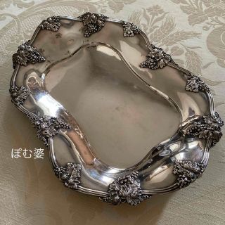 マイセン(MEISSEN)の【米国製】純銀 スターリングシルバー／トレイ 銀盆 盛り皿 深皿「葡萄」(食器)