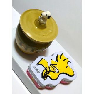 スヌーピー(SNOOPY)のスヌーピー 和風ミニポット ウッドストック ミニ缶 セット(容器)