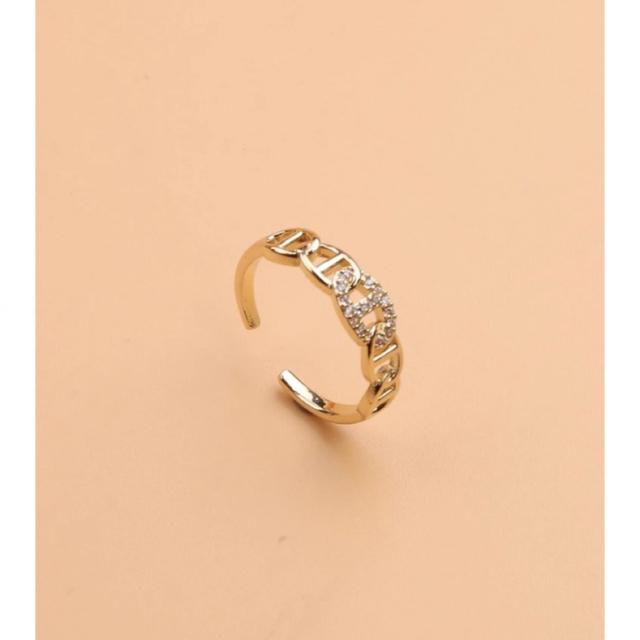 ゴールドリング 指輪 サイズ調整可能 シンプル デザイン レディース 女性物 レディースのアクセサリー(リング(指輪))の商品写真
