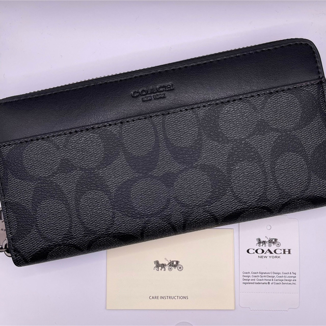 お祝い新品　COACH コーチ　長財布　レディース メンズ シグネチャー ブラック