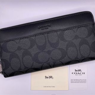 コーチ(COACH)の新品　COACH コーチ　長財布　レディース メンズ シグネチャー ブラック(長財布)