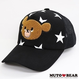 MUTO BEAR CAP  刺繍ブラック ホワイトスター 新品   武藤ベアー(スポーツ選手)