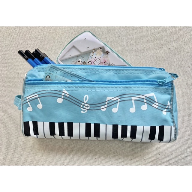 ピアノ ペンケース 鍵盤 音符 筆箱 防水 ポケット piano ふでばこ