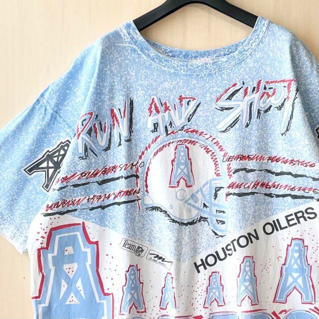 稀少　90s　全プリント　NFL Oilers オイラーズ　TシャツMASA_ALL全商品