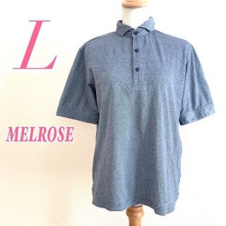 メルローズ(MELROSE)のMELROSE メルローズ　ブルー　半袖シャツ　バーズアイ　夏　Lサイズ(Tシャツ/カットソー(半袖/袖なし))