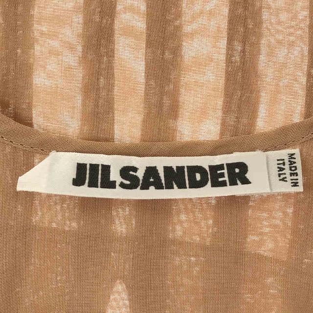 Jil Sander(ジルサンダー)の【美品】  JIL SANDER / ジルサンダー | シースルー スキッパー ピンタック プルオーバー チュニック ブラウス | ベージュ | レディース レディースのトップス(シャツ/ブラウス(半袖/袖なし))の商品写真