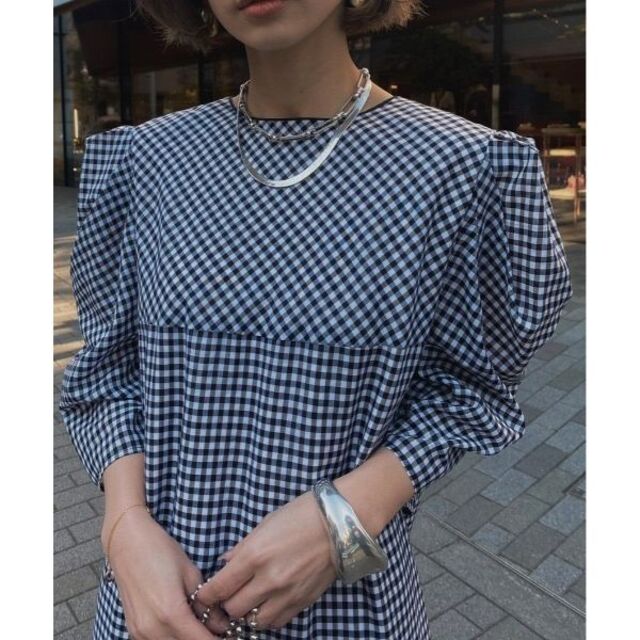 MEDI GINGHAM CHECK2WAY PUFF SLEEVE DRESS