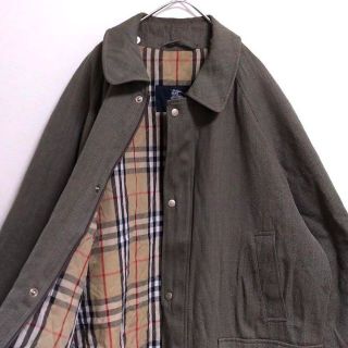 激レア◎Burberry◎USA製◎ロングコート◎くすみグリーン◎ノバチェック◎-