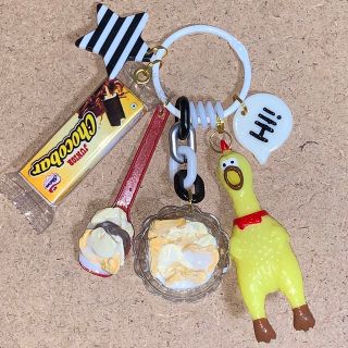 ハンドメイド キーホルダー じゃらじゃらキーホルダー ラバーチキン(キーホルダー/ストラップ)