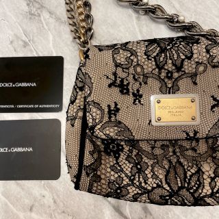 ドルチェアンドガッバーナ(DOLCE&GABBANA)のドルチェ&ガッバーナ チェーン ショルダーバッグ 刺繍 レース 花柄(ショルダーバッグ)