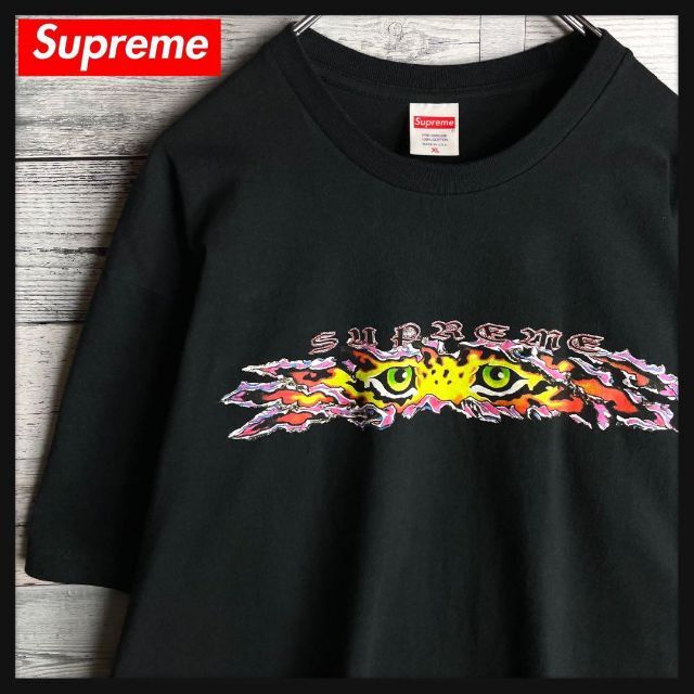 希少XLサイズ】シュプリーム☆センターロゴ入り半袖Tシャツ 豹 虎 入手