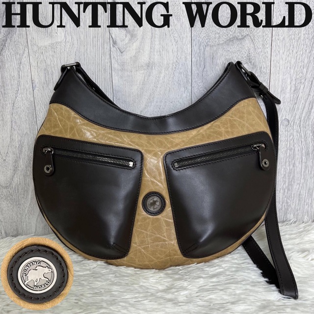 美品♡HUNTING WORLD ハンティングワールド レザー ショルダーバッグ