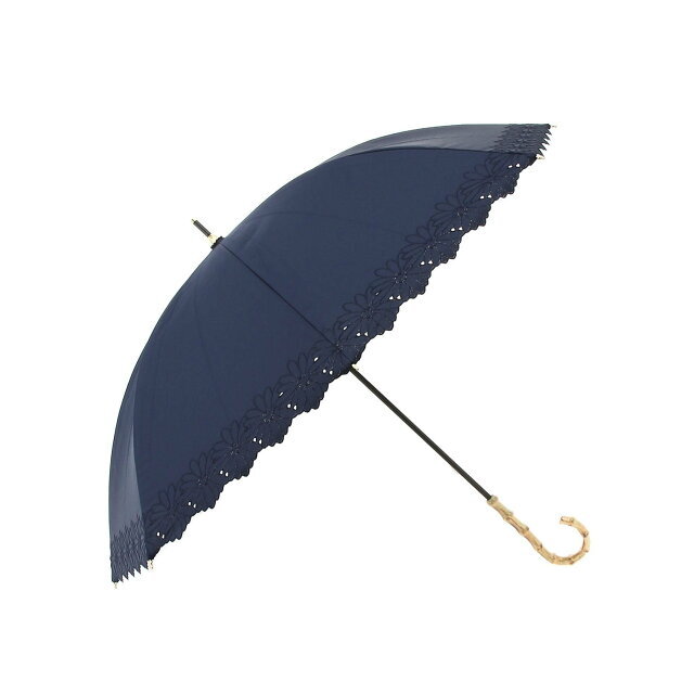 【NV】(L)カシュネ cache nez / フラワーボーラー刺繍ショートパラソル 晴雨兼用 長傘 レイン