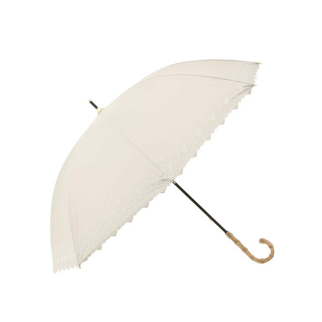 【BE】(L)カシュネ cache nez / グレースフラワー刺繍ショートパラソル 晴雨兼用 長傘 レイン
