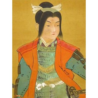 掛軸 松本苔泉『桃太郎図』絹本 肉筆 無地箱付 掛け軸 a04309