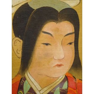 掛軸 松本苔泉『桃太郎図』絹本 肉筆 無地箱付 掛け軸 a04309