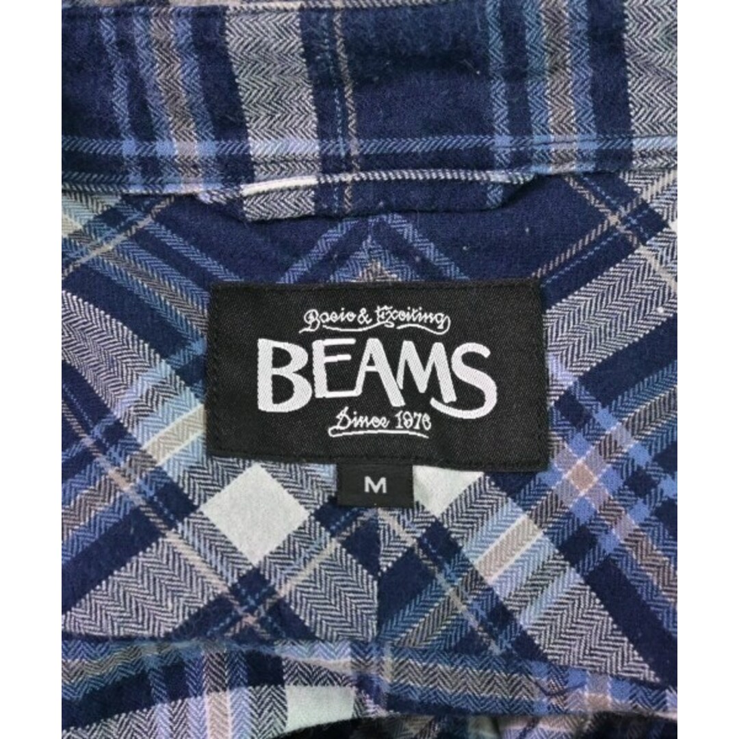 BEAMS(ビームス)のBEAMS ビームス カジュアルシャツ M 紺x白(チェック) 【古着】【中古】 メンズのトップス(シャツ)の商品写真