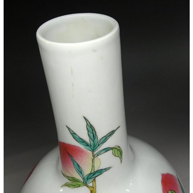 中国古玩 粉彩 桃漢詩文 景徳鎮製 花瓶 高約28.5cm f031107 - 花瓶