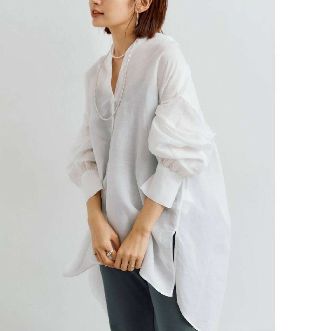 【新品】今季 IENA ラミーリヨセルバックギャザーシャツ ホワイト 36 5