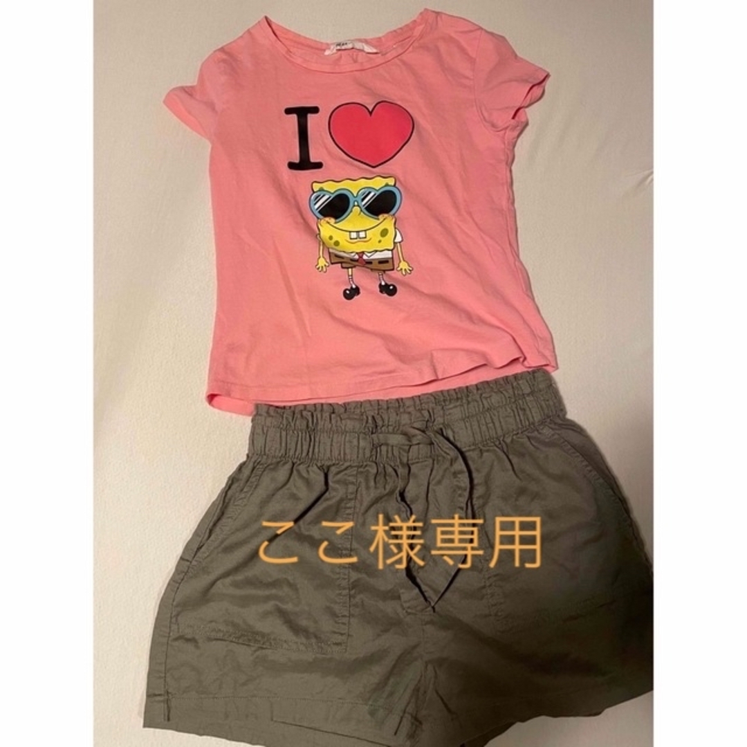 H&MのTシャツとショートパンツのセット キッズ/ベビー/マタニティのキッズ服女の子用(90cm~)(Tシャツ/カットソー)の商品写真