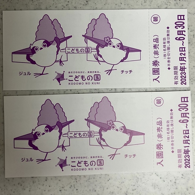 横浜 こどもの国 入園券 2枚  チケットの施設利用券(遊園地/テーマパーク)の商品写真